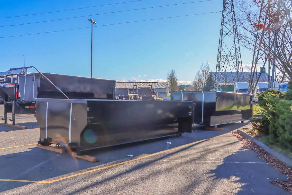 Roll-off dumpster ready for waste disposal at job site for Cleanout Dumpster Rental in Wakefield